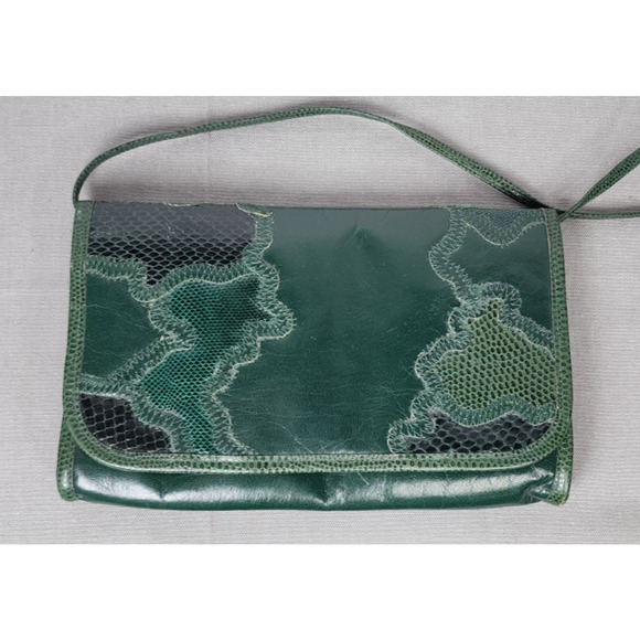 Stegio For Trotting Green Patchwork Crossbody Bag Leather Vintage Y2K 90s - Picture 1 of 8